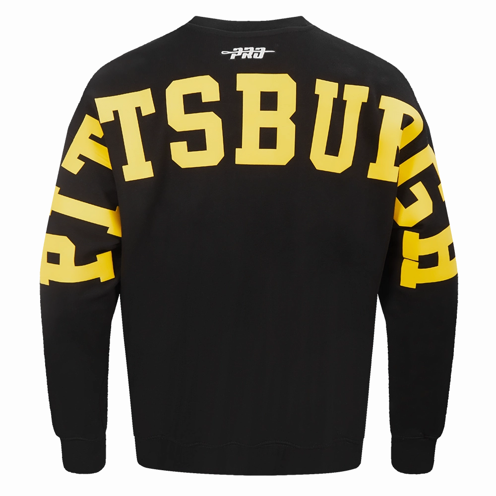 NFL PITTSBURGH STEELERS WINGSPAN MEN'S DROP SHOULDER FLEECE CREWNECK (BLACK)