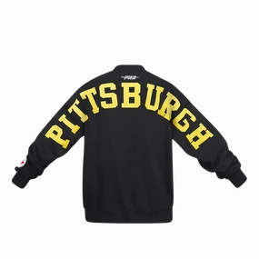 NFL PITTSBURGH STEELERS WINGSPAN MEN'S DROP SHOULDER FLEECE CREWNECK (BLACK)
