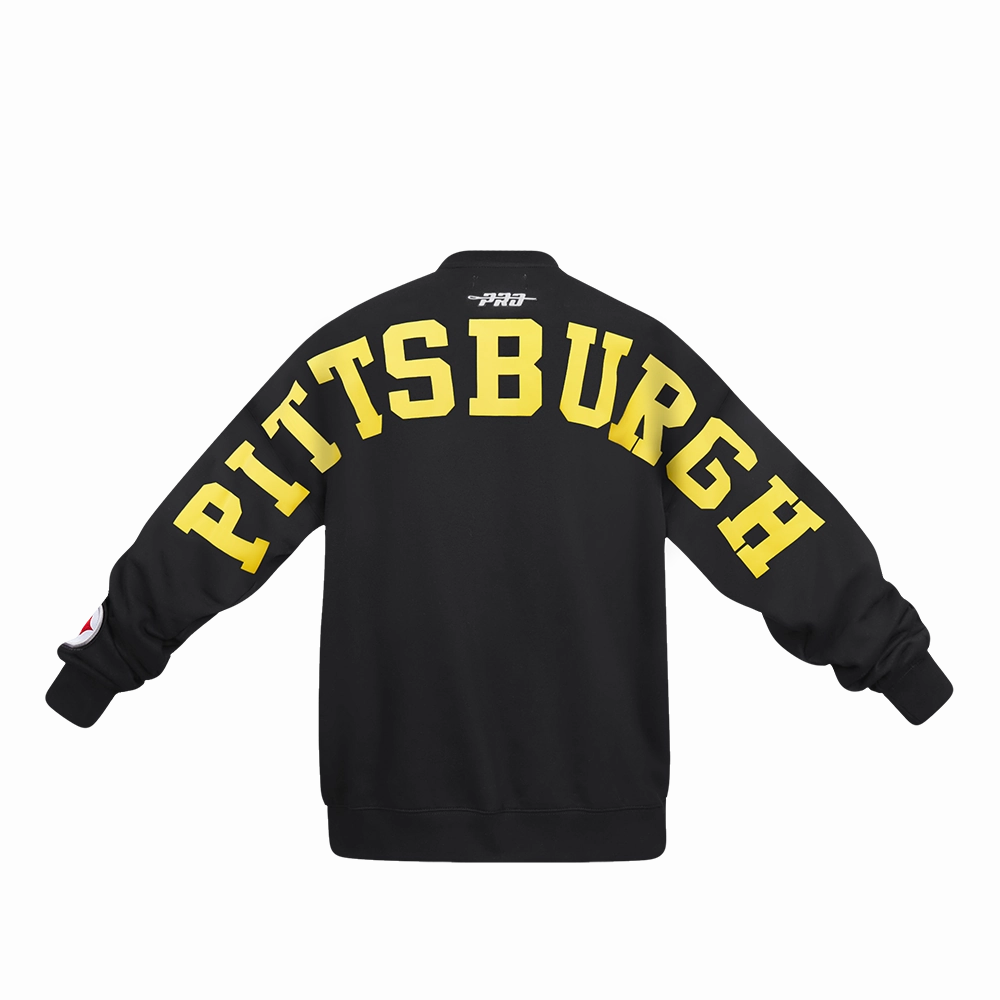 NFL PITTSBURGH STEELERS WINGSPAN MEN'S DROP SHOULDER FLEECE CREWNECK (BLACK)