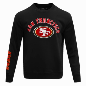 NFL SAN FRANCISCO 49ERS CLASSIC BRISTLE FLEECE CREWNECK (BLACK)