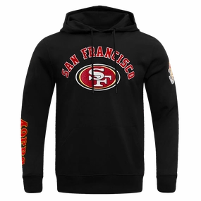NFL SAN FRANCISCO 49ERS CLASSIC BRISTLE FLEECE PULLOVER HOODIE (BLACK)