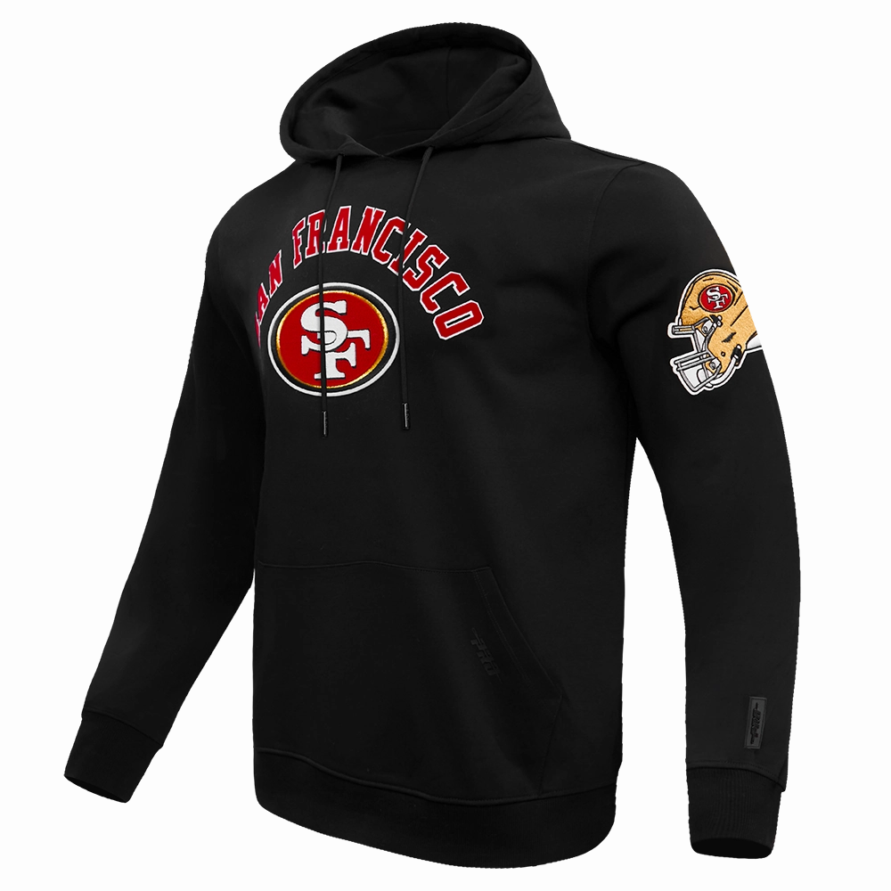 NFL SAN FRANCISCO 49ERS CLASSIC BRISTLE FLEECE PULLOVER HOODIE (BLACK)