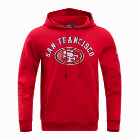 NFL SAN FRANCISCO 49ERS CLASSIC BRISTLE FLEECE PULLOVER HOODIE (RED)