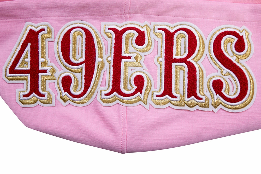 NFL SAN FRANCISCO 49ERS CLASSIC CHENILLE DOUBLE KNIT  FULL ZIP HOODIE (PINK)