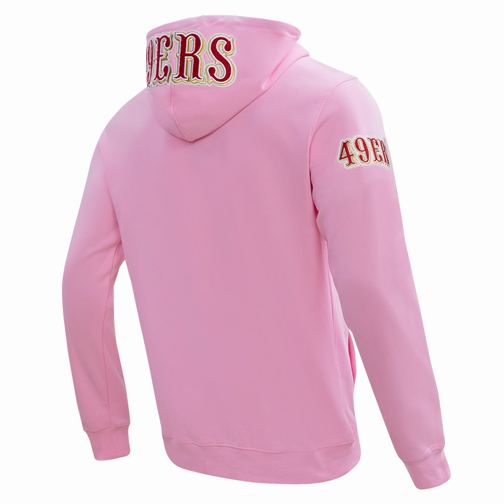 NFL SAN FRANCISCO 49ERS CLASSIC CHENILLE DOUBLE KNIT  FULL ZIP HOODIE (PINK)