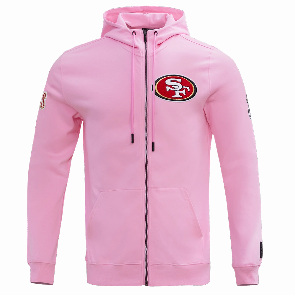NFL SAN FRANCISCO 49ERS CLASSIC CHENILLE DOUBLE KNIT  FULL ZIP HOODIE (PINK)