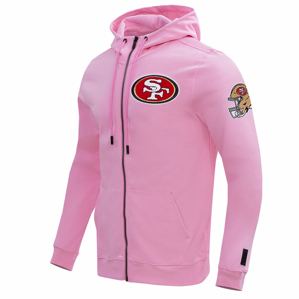 NFL SAN FRANCISCO 49ERS CLASSIC CHENILLE DOUBLE KNIT  FULL ZIP HOODIE (PINK)