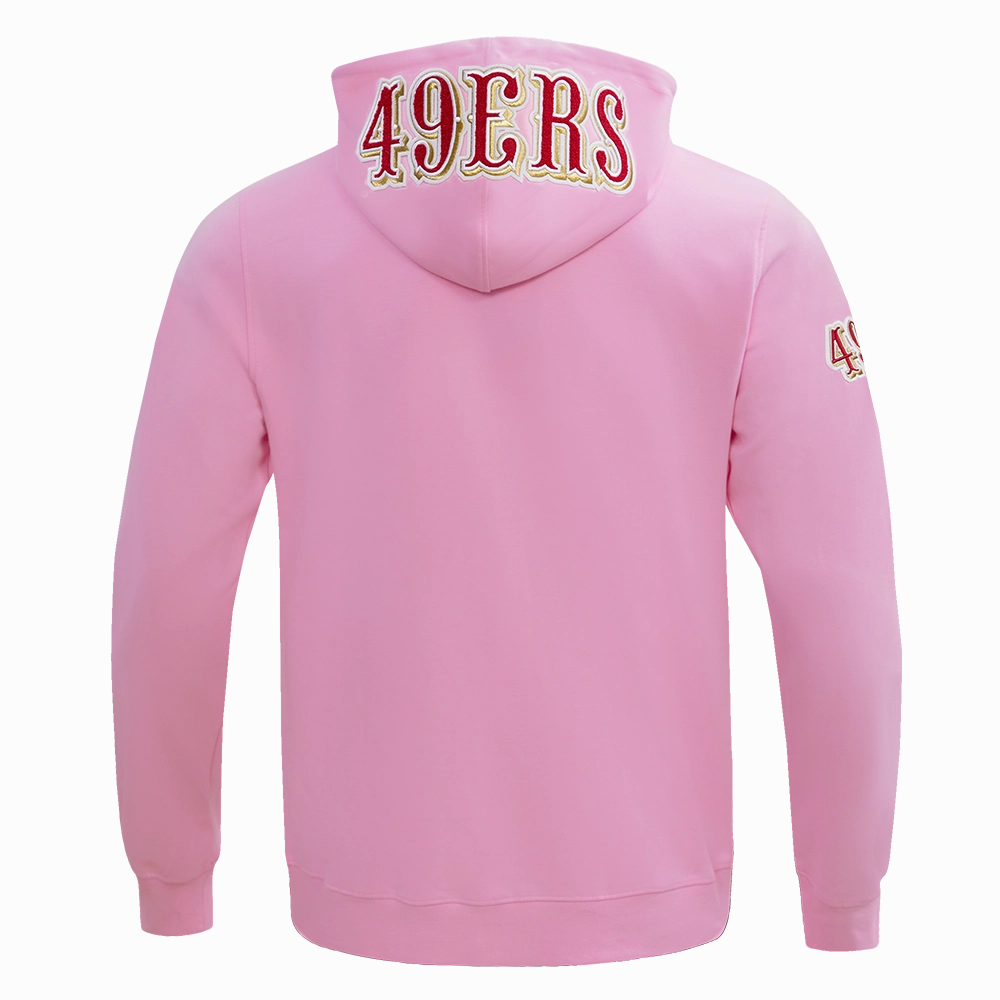 NFL SAN FRANCISCO 49ERS CLASSIC CHENILLE DOUBLE KNIT  FULL ZIP HOODIE (PINK)