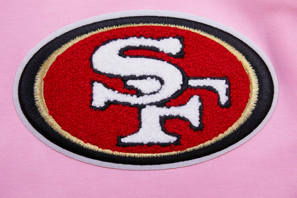 NFL SAN FRANCISCO 49ERS CLASSIC CHENILLE DOUBLE KNIT  FULL ZIP HOODIE (PINK)