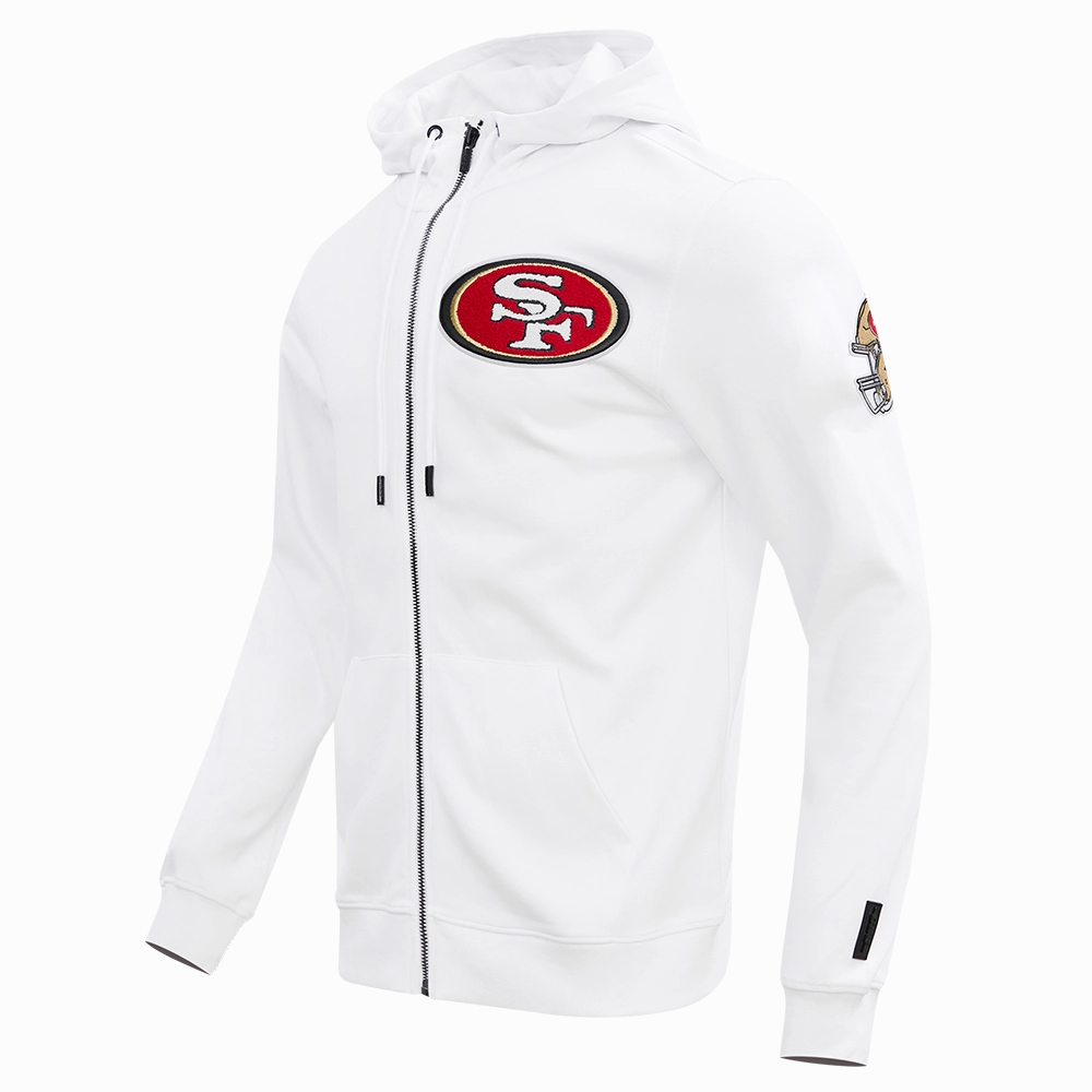 NFL SAN FRANCISCO 49ERS CLASSIC CHENILLE DOUBLE KNIT  FULL ZIP HOODIE (WHITE)
