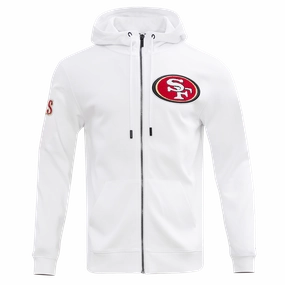 NFL SAN FRANCISCO 49ERS CLASSIC CHENILLE DOUBLE KNIT  FULL ZIP HOODIE (WHITE)