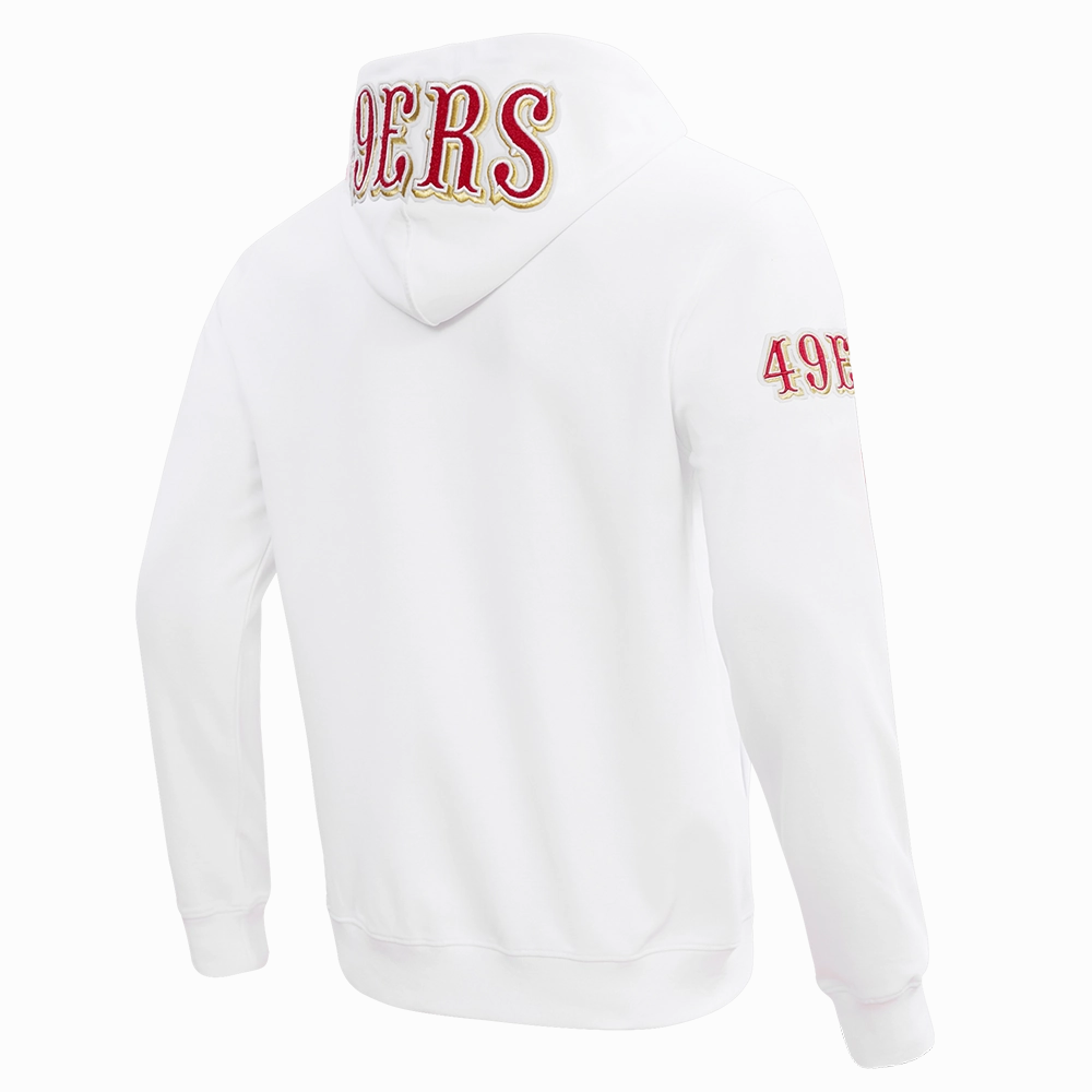 NFL SAN FRANCISCO 49ERS CLASSIC CHENILLE DOUBLE KNIT  FULL ZIP HOODIE (WHITE)