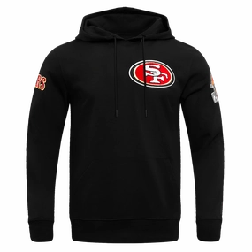 NFL SAN FRANCISCO 49ERS CLASSIC CHENILLE DOUBLE KNIT PULLOVER HOODIE (BLACK)