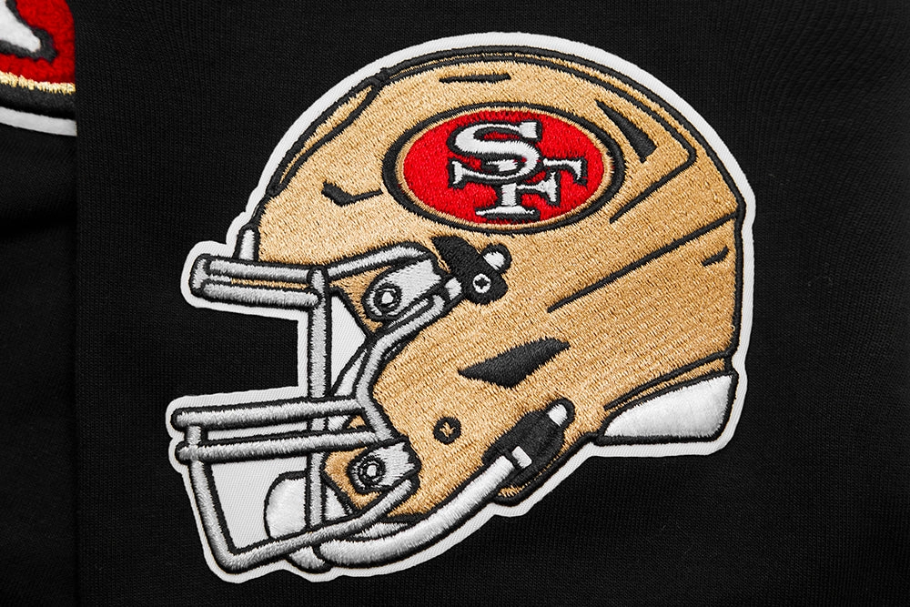 NFL SAN FRANCISCO 49ERS CLASSIC CHENILLE DOUBLE KNIT PULLOVER HOODIE (BLACK)