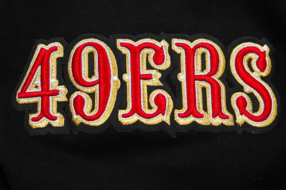 NFL SAN FRANCISCO 49ERS CLASSIC CHENILLE DOUBLE KNIT PULLOVER HOODIE (BLACK)