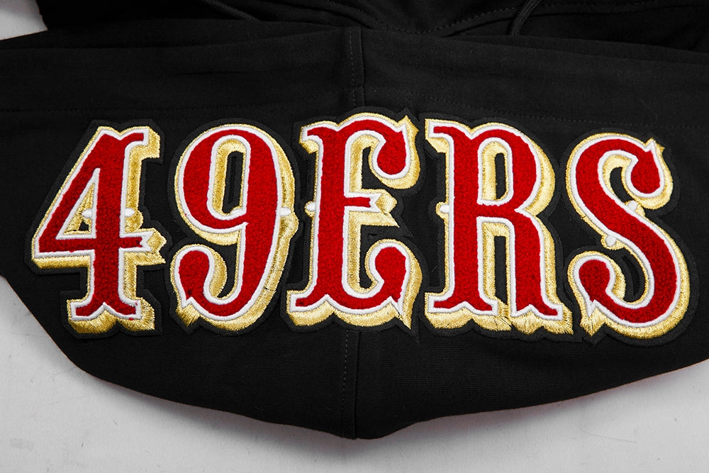 NFL SAN FRANCISCO 49ERS CLASSIC CHENILLE DOUBLE KNIT PULLOVER HOODIE (BLACK)