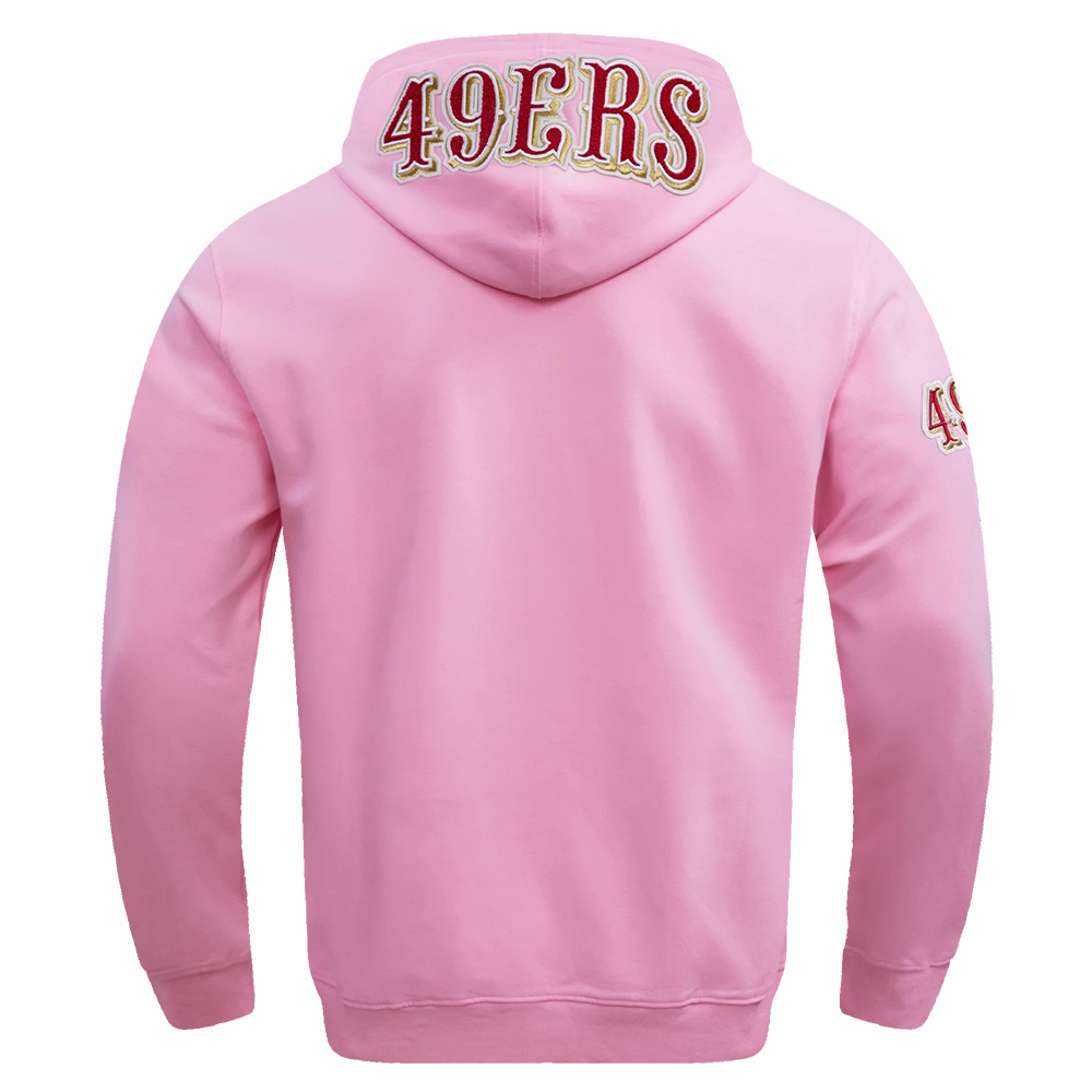 NFL SAN FRANCISCO 49ERS CLASSIC CHENILLE DOUBLE KNIT PULLOVER HOODIE (PINK)