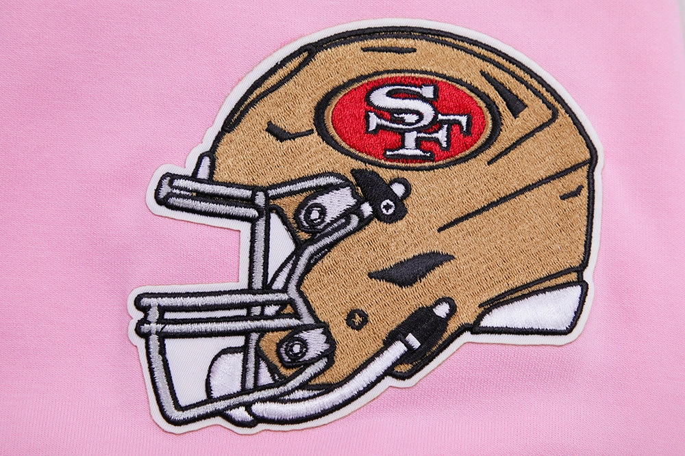 NFL SAN FRANCISCO 49ERS CLASSIC CHENILLE DOUBLE KNIT PULLOVER HOODIE (PINK)