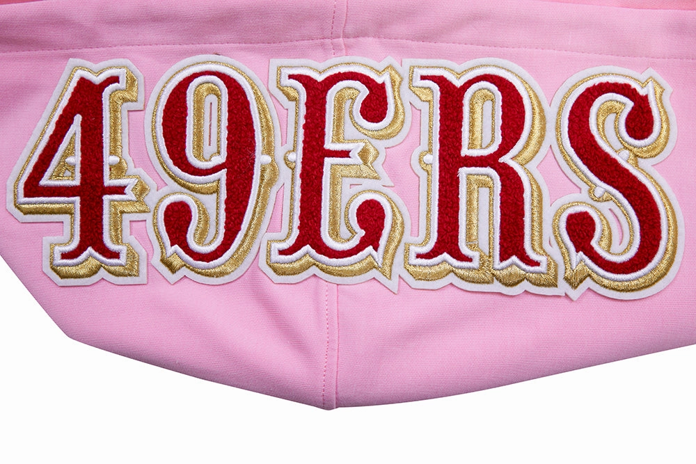 NFL SAN FRANCISCO 49ERS CLASSIC CHENILLE DOUBLE KNIT PULLOVER HOODIE (PINK)