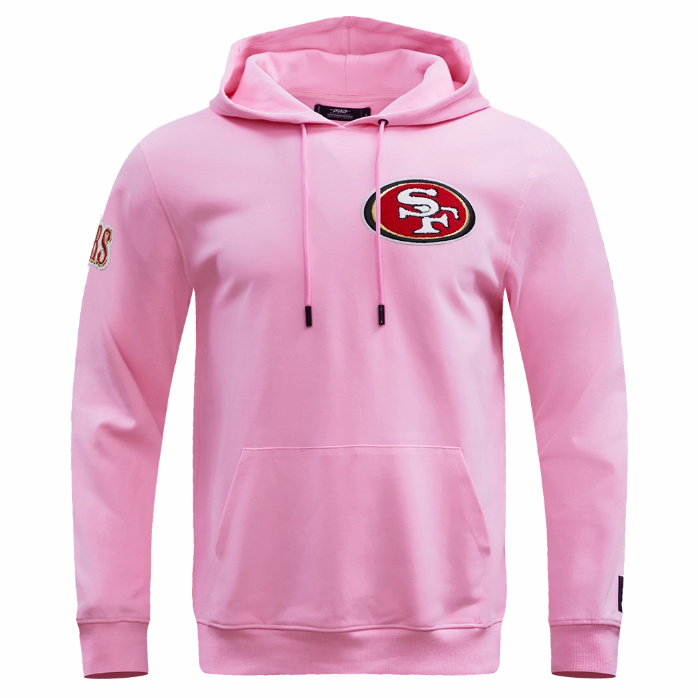 NFL SAN FRANCISCO 49ERS CLASSIC CHENILLE DOUBLE KNIT PULLOVER HOODIE (PINK)