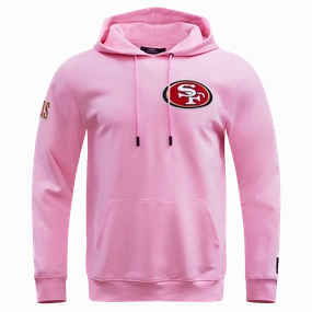 NFL SAN FRANCISCO 49ERS CLASSIC CHENILLE DOUBLE KNIT PULLOVER HOODIE (PINK)