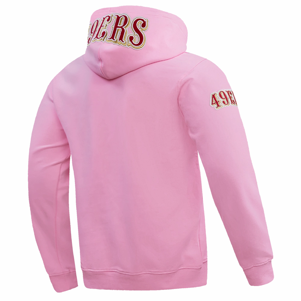 NFL SAN FRANCISCO 49ERS CLASSIC CHENILLE DOUBLE KNIT PULLOVER HOODIE (PINK)