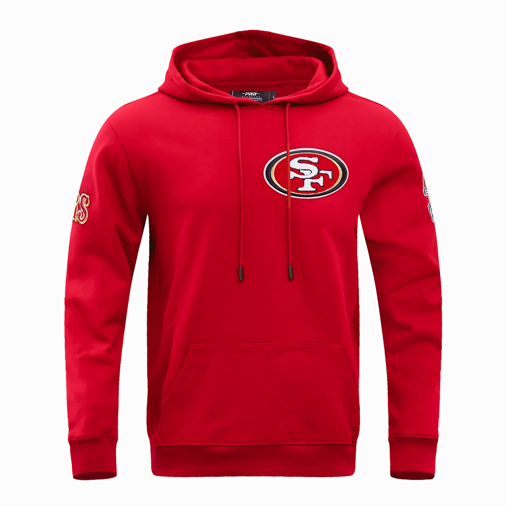 NFL SAN FRANCISCO 49ERS CLASSIC CHENILLE DOUBLE KNIT PULLOVER HOODIE (RED)