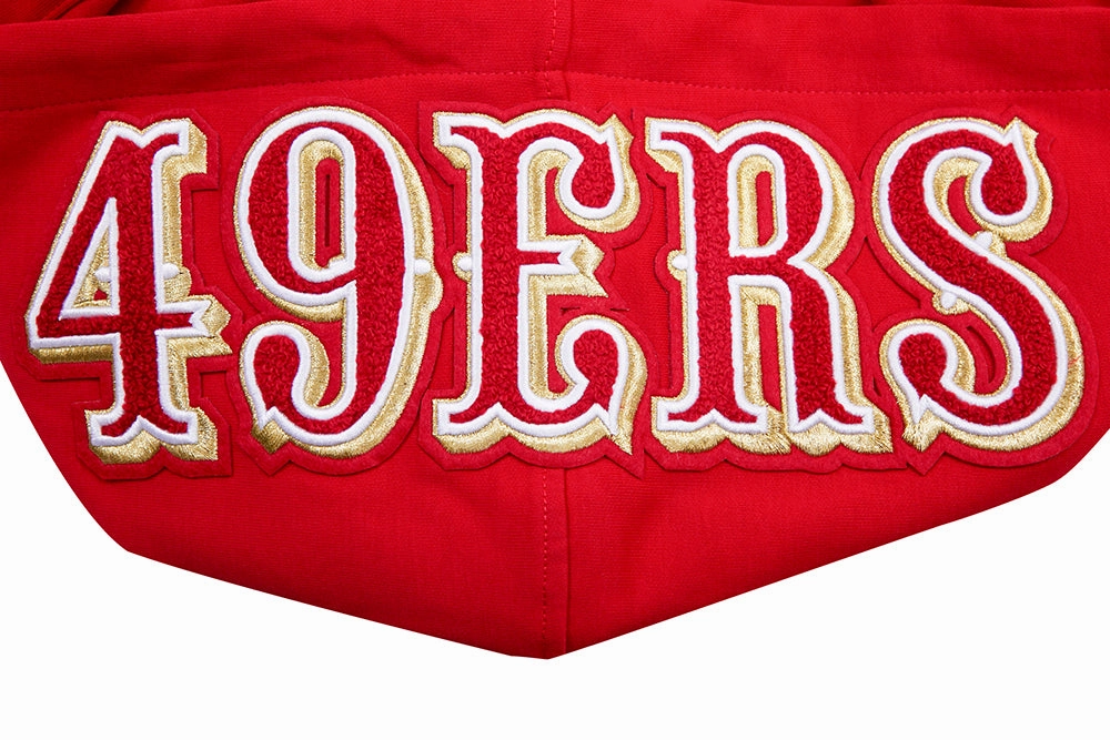 NFL SAN FRANCISCO 49ERS CLASSIC CHENILLE DOUBLE KNIT PULLOVER HOODIE (RED)