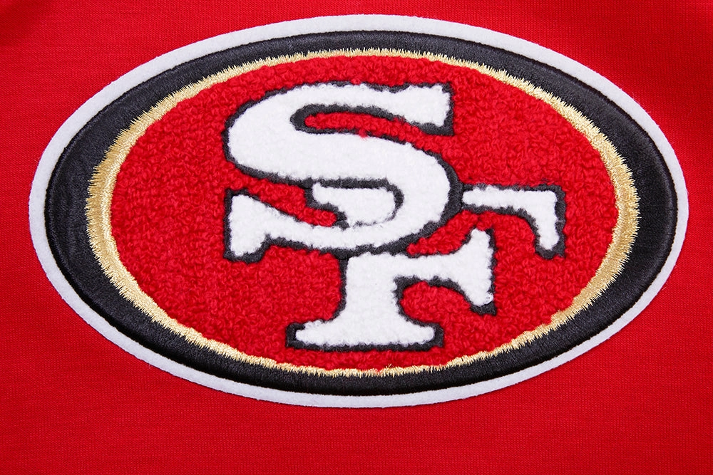NFL SAN FRANCISCO 49ERS CLASSIC CHENILLE DOUBLE KNIT PULLOVER HOODIE (RED)