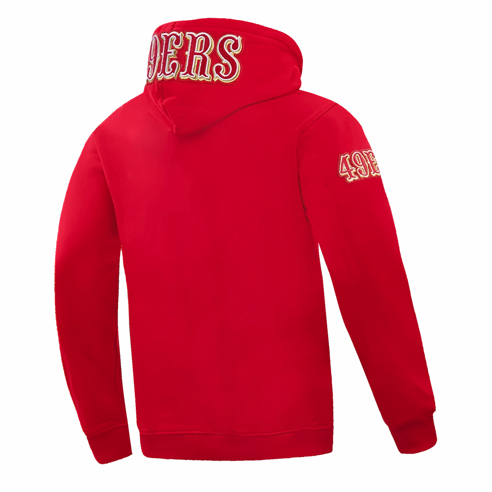 NFL SAN FRANCISCO 49ERS CLASSIC CHENILLE DOUBLE KNIT PULLOVER HOODIE (RED)