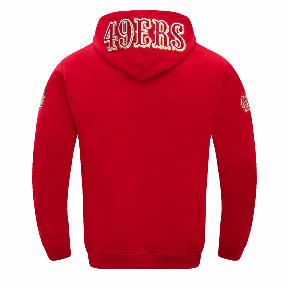 NFL SAN FRANCISCO 49ERS CLASSIC CHENILLE DOUBLE KNIT PULLOVER HOODIE (RED)