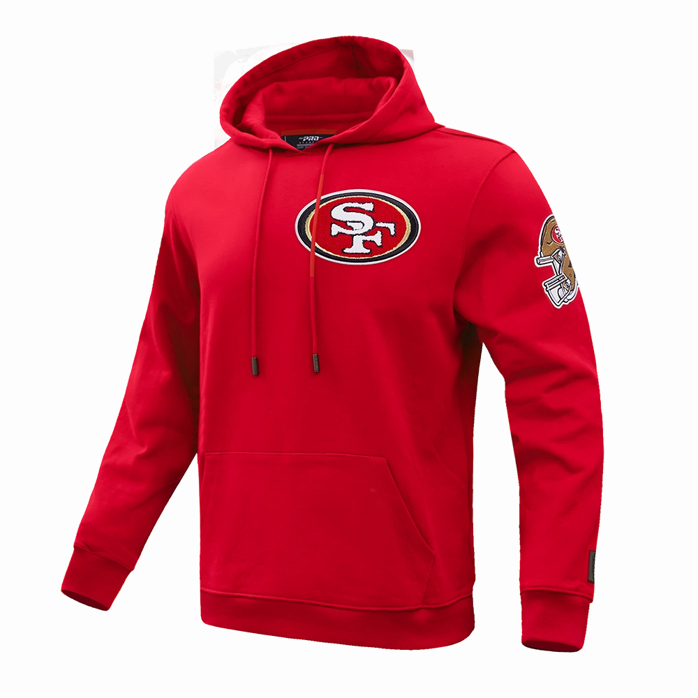 NFL SAN FRANCISCO 49ERS CLASSIC CHENILLE DOUBLE KNIT PULLOVER HOODIE (RED)