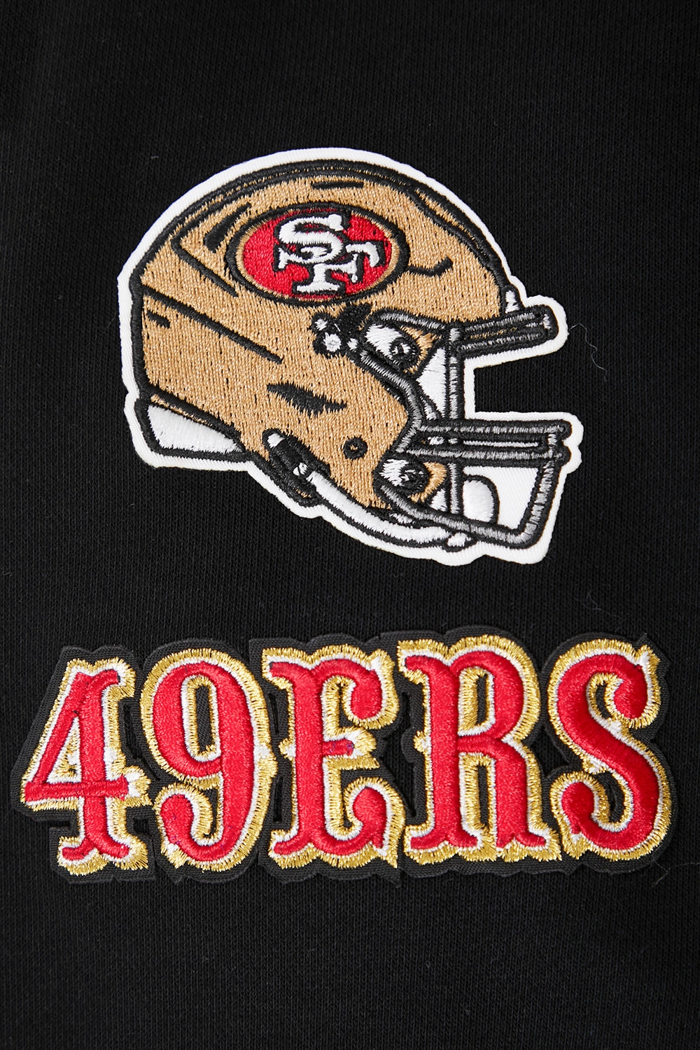 NFL SAN FRANCISCO 49ERS CLASSIC FLEECE CROPPED PULLOVER HOODIE (BLACK)