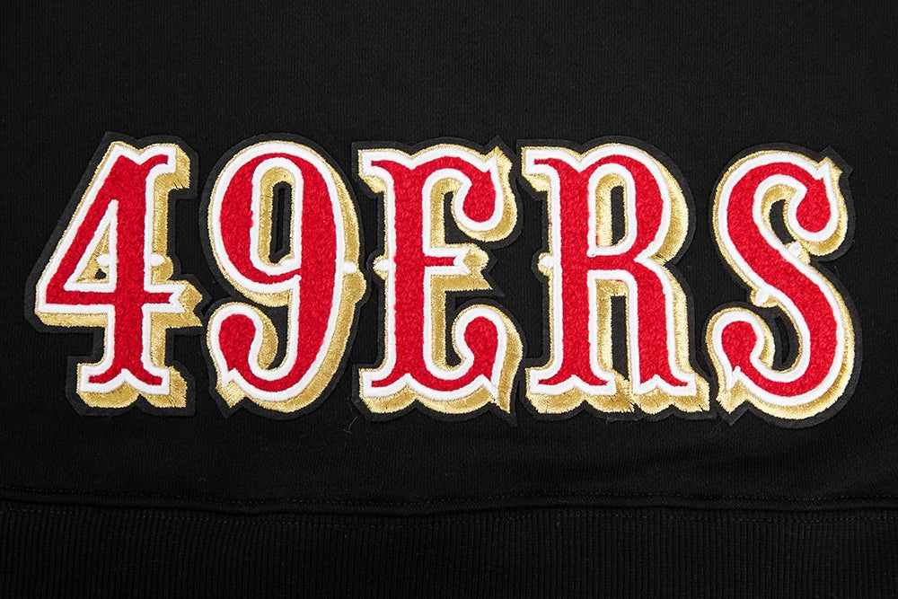 NFL SAN FRANCISCO 49ERS CLASSIC FLEECE CROPPED PULLOVER HOODIE (BLACK)
