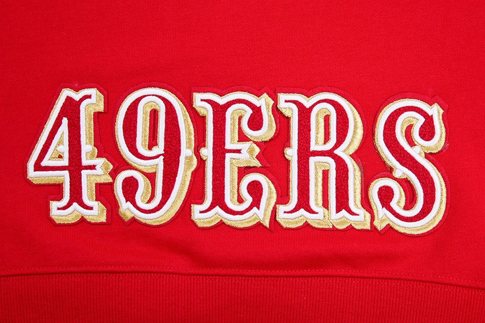 NFL SAN FRANCISCO 49ERS CLASSIC FLEECE CROPPED PULLOVER HOODIE (RED)
