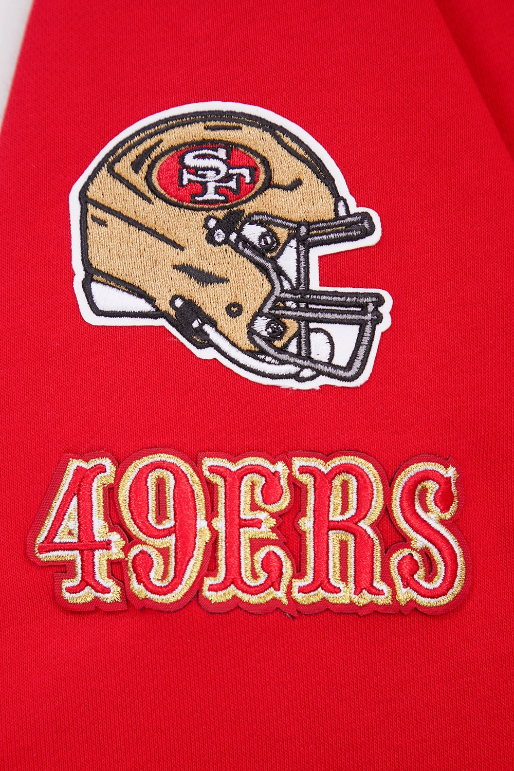 NFL SAN FRANCISCO 49ERS CLASSIC FLEECE CROPPED PULLOVER HOODIE (RED)