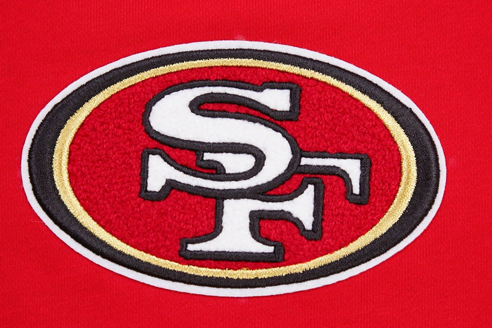 NFL SAN FRANCISCO 49ERS CLASSIC FLEECE CROPPED PULLOVER HOODIE (RED)
