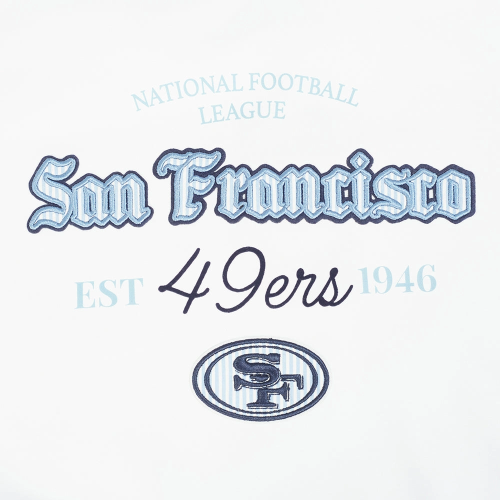 NFL SAN FRANCISCO 49ERS COUNTRY CLUB WOMEN'S DOUBLE KNIT CREWNECK (WHITE)