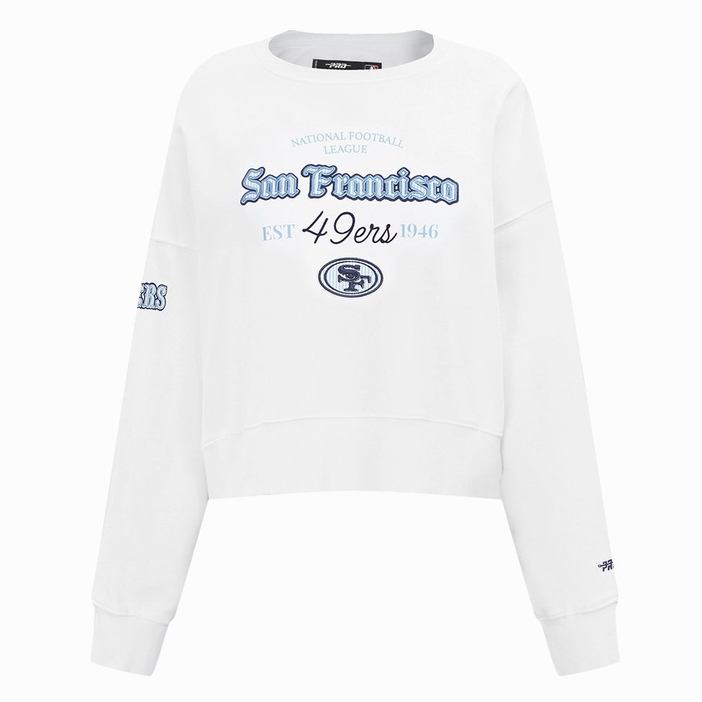NFL SAN FRANCISCO 49ERS COUNTRY CLUB WOMEN'S DOUBLE KNIT CREWNECK (WHITE)