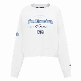 NFL SAN FRANCISCO 49ERS COUNTRY CLUB WOMEN'S DOUBLE KNIT CREWNECK (WHITE)