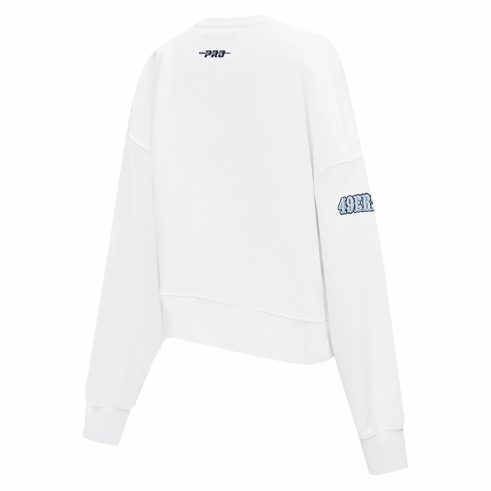 NFL SAN FRANCISCO 49ERS COUNTRY CLUB WOMEN'S DOUBLE KNIT CREWNECK (WHITE)