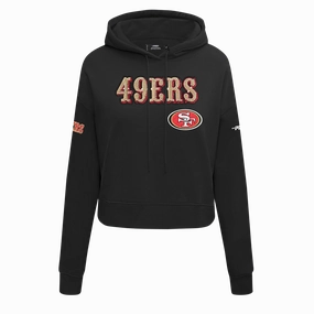 NFL SAN FRANCISCO 49ERS GAME DAY CLASSICS WOMEN'S DK CROPPED PO HOODIE (BLACK)
