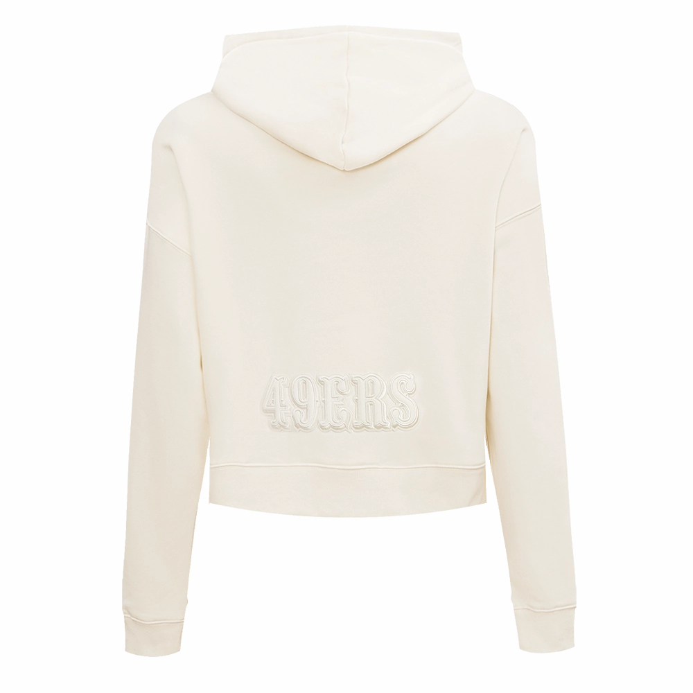 NFL SAN FRANCISCO 49ERS NEUTRAL WOMEN'S CROPPED PULLOVER HOODIE (EGGSHELL)