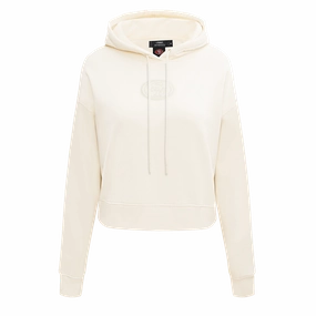 NFL SAN FRANCISCO 49ERS NEUTRAL WOMEN'S CROPPED PULLOVER HOODIE (EGGSHELL)