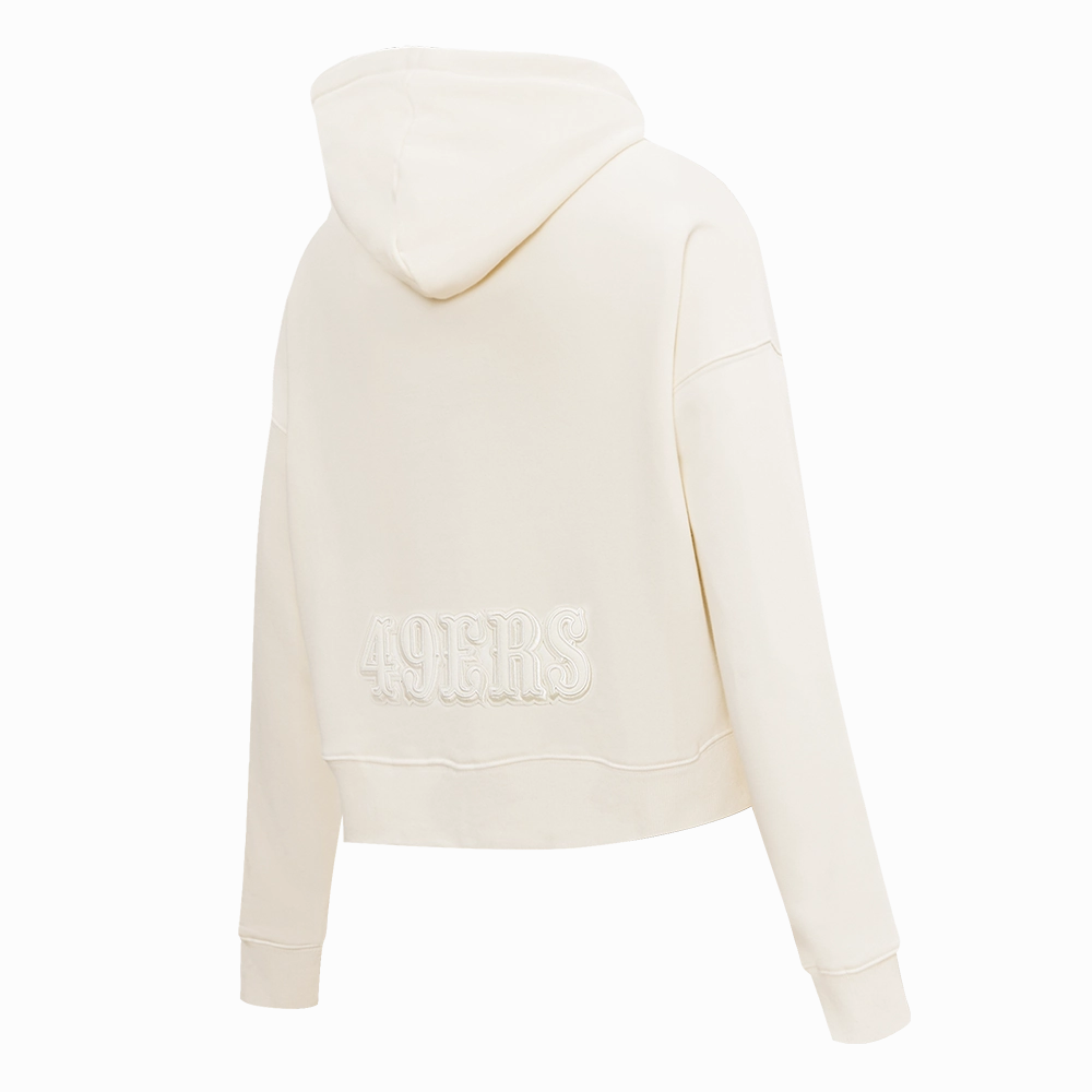 NFL SAN FRANCISCO 49ERS NEUTRAL WOMEN'S CROPPED PULLOVER HOODIE (EGGSHELL)