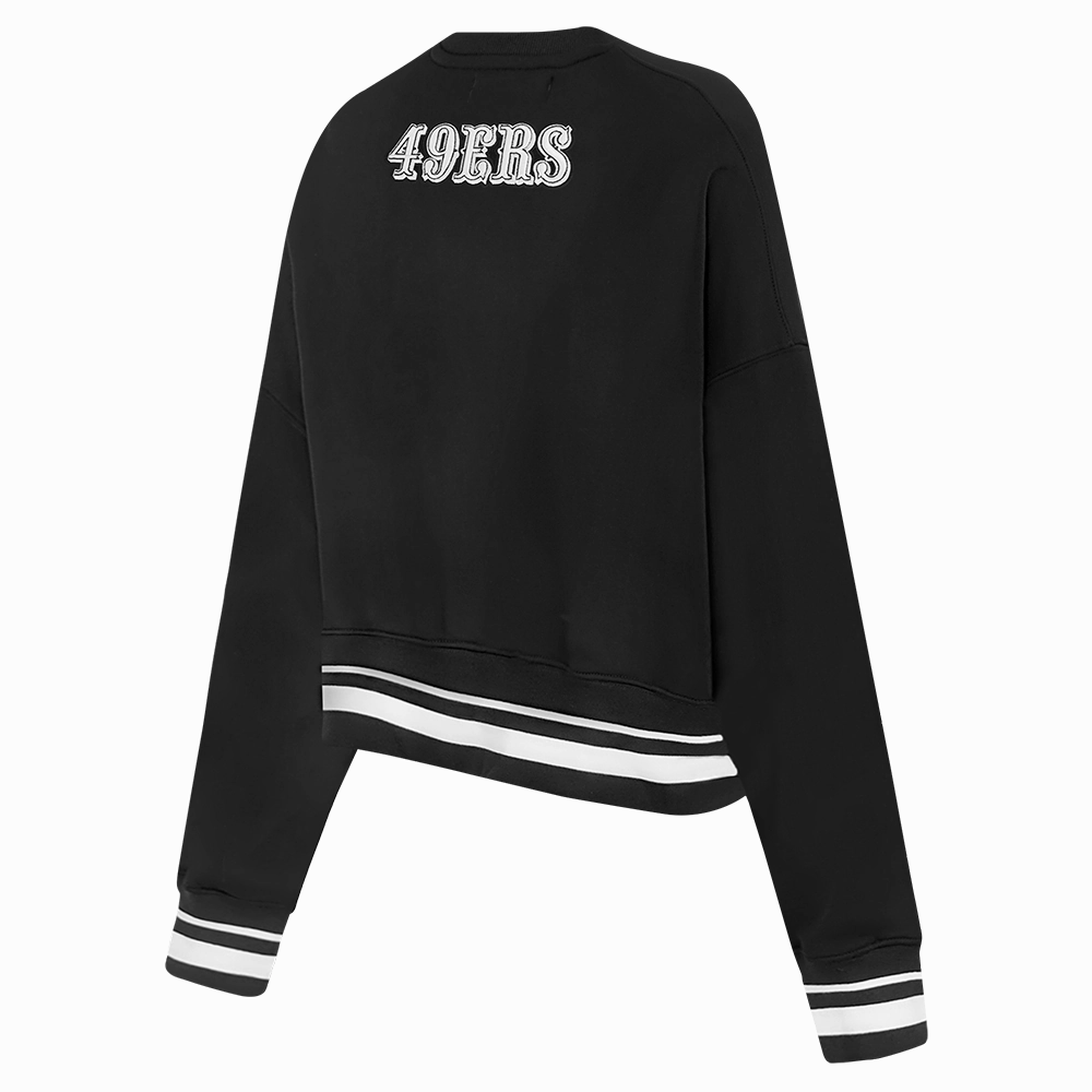 NFL SAN FRANCISCO 49ERS PEARLS WOMEN'S RIB FLEECE CREWNECK (BLACK)