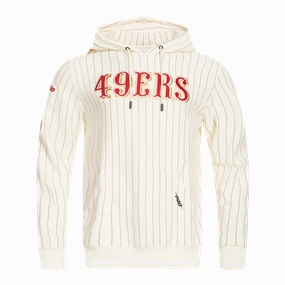 NFL SAN FRANCISCO 49ERS PINSTRIPE RETRO CLASSIC MEN'S RIB FLC PO HOODI (EGGSHELL/ GREY)