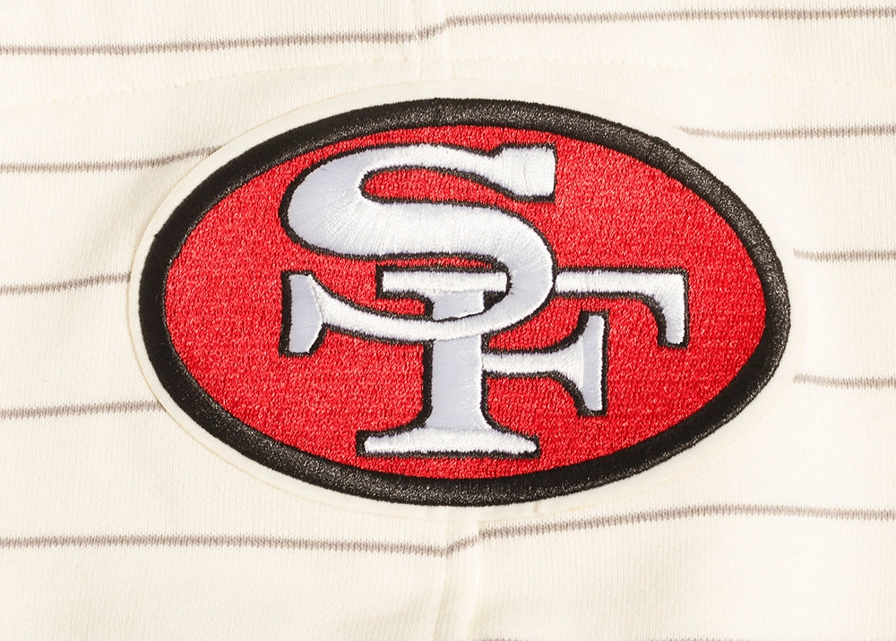 NFL SAN FRANCISCO 49ERS PINSTRIPE RETRO CLASSIC MEN'S RIB FLC PO HOODI (EGGSHELL/ GREY)