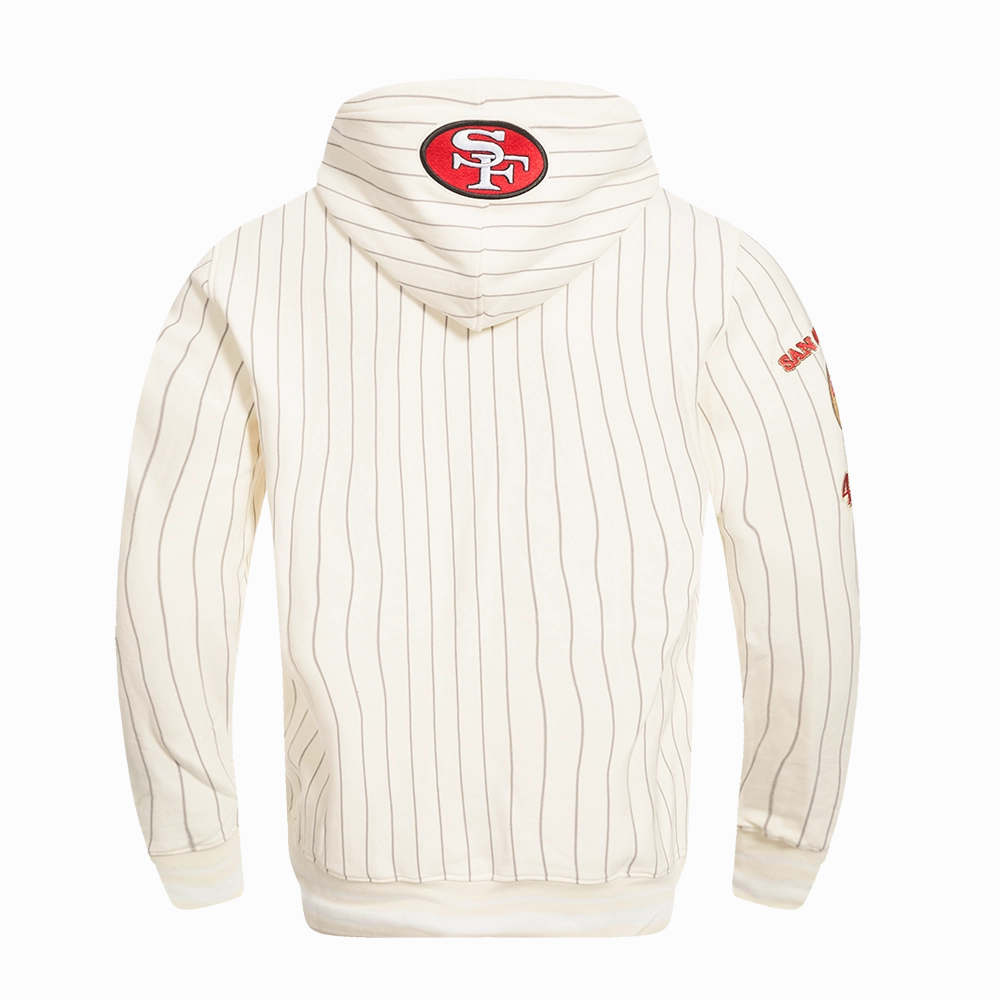 NFL SAN FRANCISCO 49ERS PINSTRIPE RETRO CLASSIC MEN'S RIB FLC PO HOODI (EGGSHELL/ GREY)