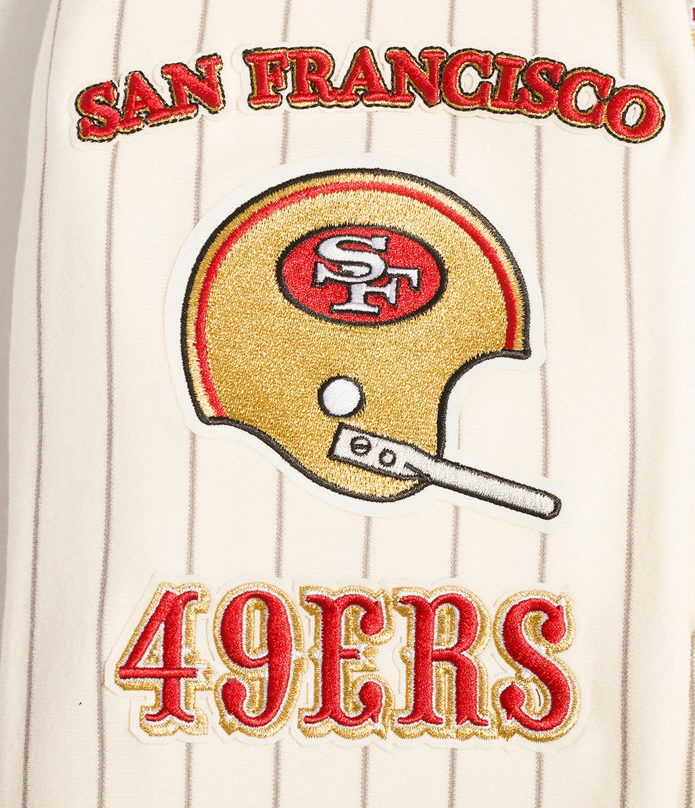 NFL SAN FRANCISCO 49ERS PINSTRIPE RETRO CLASSIC MEN'S RIB FLC PO HOODI (EGGSHELL/ GREY)